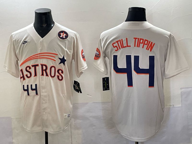 Men 2025 Houston Astros 44 Still Tippin Cream Joint Name Nike MLB Jersey 03